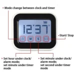 Kitchen Timer Digital Alarm Clock Large LCD Touch Screen Come with Night Light for Cooking Baking - Image 4