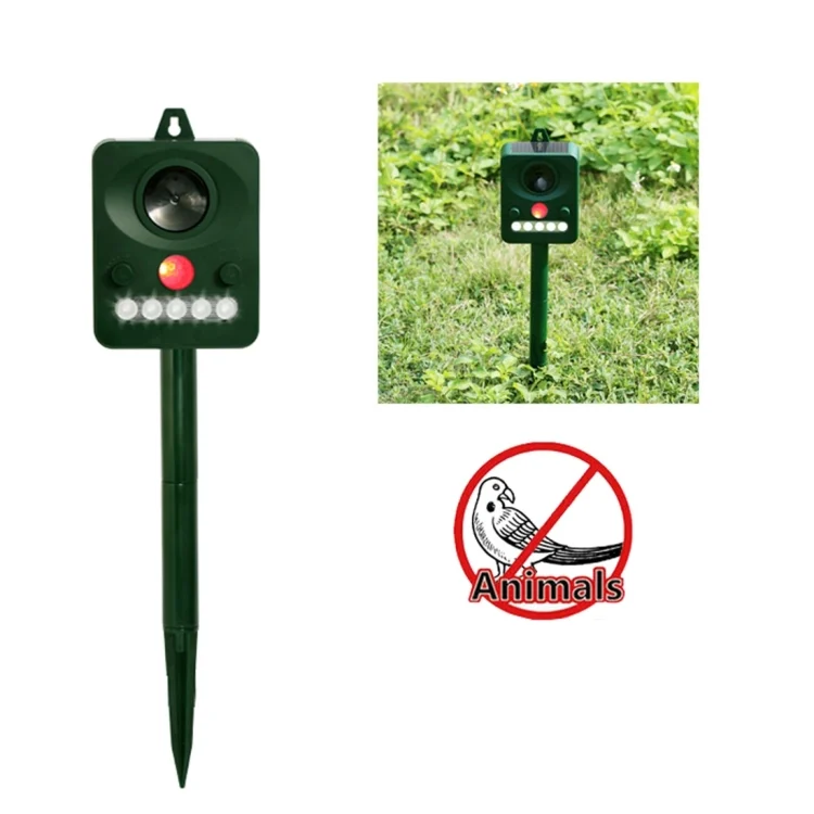 CA7858.webp Environmental Friendly White + Red Light Solar-powered LED Ultrasonic Animal Repeller Bird Cat Dog Control Device With 6.5V / 0.1W Solar Panel & PIR Sensor & Light Sensor, Got the CE / ROHS Certification - Image 1