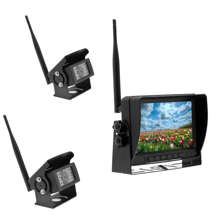CAPS1107.webp K0232 7 inch 140 Degrees Wide Angle HD Car Rear View Backup Dual Cameras Rearview Monitor Split Screen - Image 1