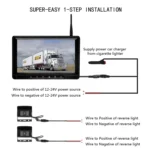 K0232 7 inch 140 Degrees Wide Angle HD Car Rear View Backup Dual Cameras Rearview Monitor Split Screen - Image 3