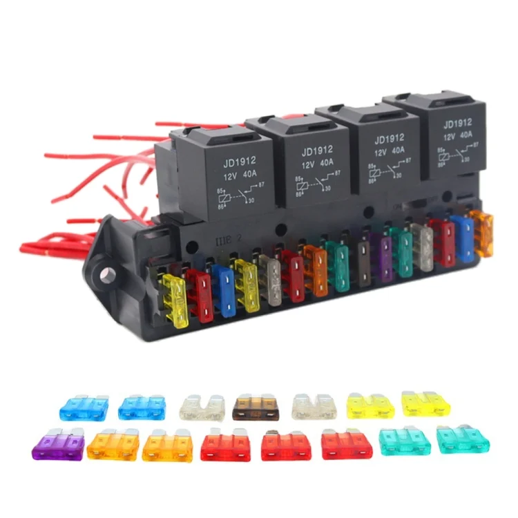 CAR2233.webp Car 15-way Fuse Box with 4-way 12V 40A Relay - Image 1