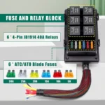 12V 4 Pin Car 6 Slots IP66 Waterproof Relay Fuse Box with Cable - Image 2