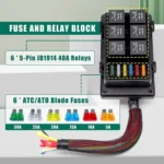 12V 5 Pin Car 6 Slots IP66 Waterproof Relay Fuse Box with Cable - Image 2