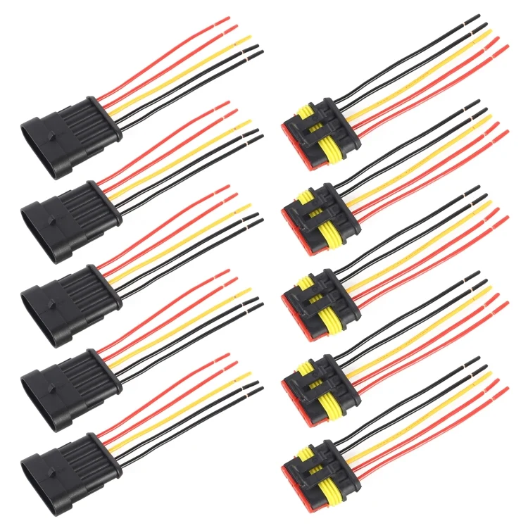10pcs 5P Car Waterproof Plug Car Connector Plug-In, Length:10cm