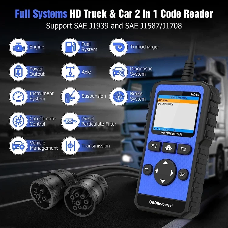 CAR2428_5.webp HD10 12V-24V 2 in 1 Full Systems Diagnostic Scan Tool OBD2/HDOBD/EOBD Scanner - Image 6