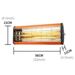 220V 1050W Heat Light Infrared Dryer Spray Paint Heating Curing Lamp Baking Booth Heater, US Plug - Image 2