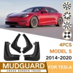 For TESLA MODEL S 2014-2020 4pcs/Set Car Auto Soft Plastic Splash Flaps Fender Guard - Image 2