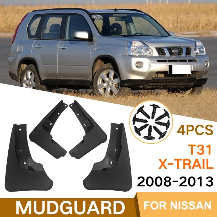 CAR2649_1.webp For Nissan X-Trail T31 2008-2013 4pcs/Set Car Auto Soft Plastic Splash Flaps Fender Guard - Image 2