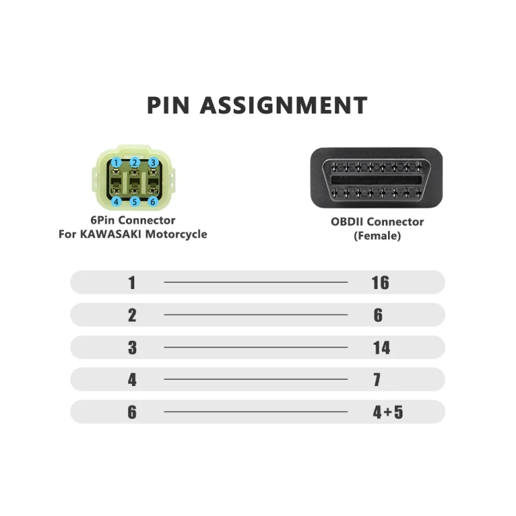 CAR2782_4.webp For Kawasaki 6 Pin to OBDII Female Motorcycle Connector Cable - Image 5