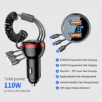 BW15 110W 3 in 1 Charging Cable & Dual USB Port Car Charger - Image 2