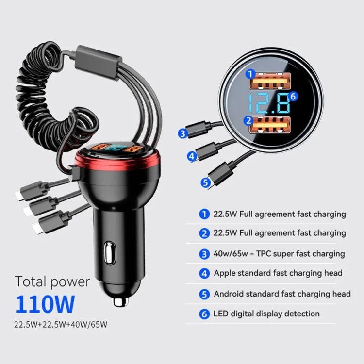 CAR2794_B1.webp BW15 110W 3 in 1 Charging Cable & Dual USB Port Car Charger - Image 2