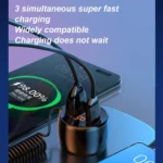 Ozio HX06 151W Type-C + USB Dual Port Car Charger with 3 in 1 Spring Data Cable - Image 8