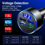 3.1A 4 in 1 Digital Display Car Charger with Voltmeter - Image 4