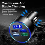 3.1A 4 in 1 Digital Display Car Charger with Voltmeter - Image 6