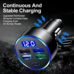 3.1A 5 in 1 Digital Display Car Charger with Voltmeter - Image 5