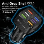 BK-360 6 in 1 QC3.0+3.1A USB luminescent Car Charger - Image 5