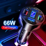 66W 4 in 1 Digital Display Fast Charging Car Charger with Voltmeter - Image 9