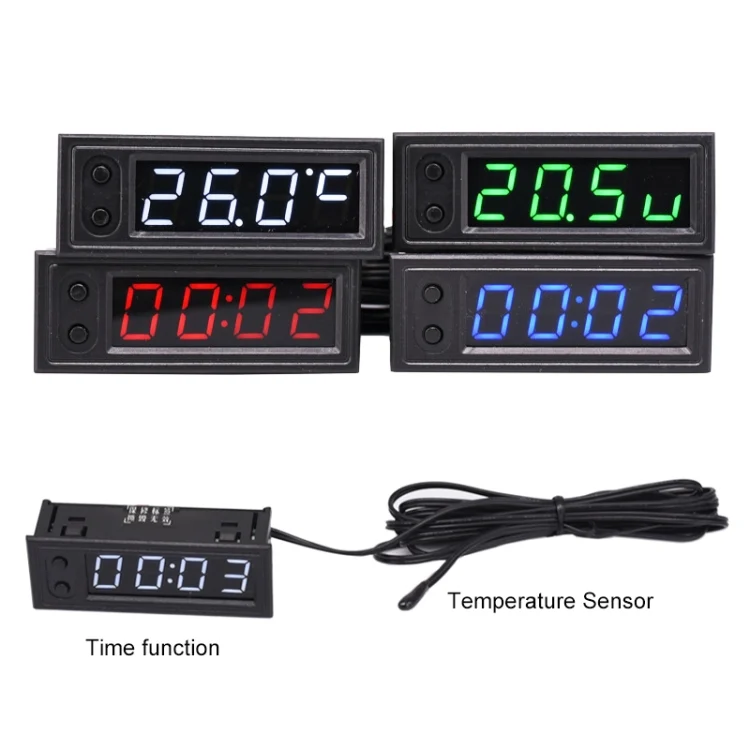 CAR2973_B1.webp 3 in 1 DC5-50V Car High-precision Electronic LED Luminous Clock + Thermometer + Voltmeter - Image 2