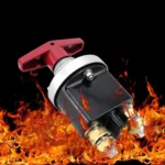 300A High Current Silver-plated Copper 12V-36V Battery Cut Off Switch with Red Handle Isolator & Lock-Out Plate - Image 7