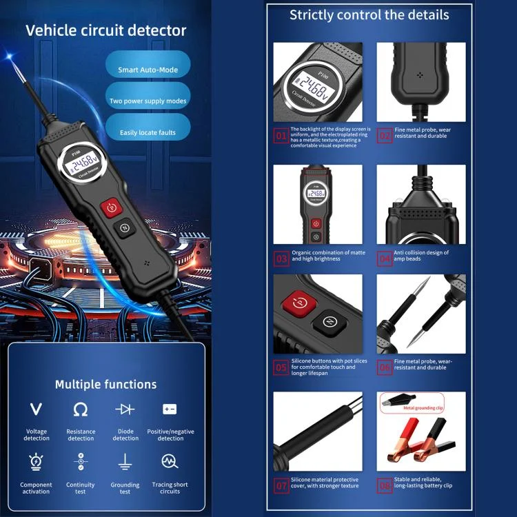 CAR4880B_6.webp P100 5V-40V Electric Circuit Tester, Two Power Supply, Cable Length: 1.53m - Image 7