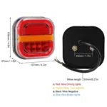 2pcs 12-24V 28LEDs Square Trailer Taillight - Image 3