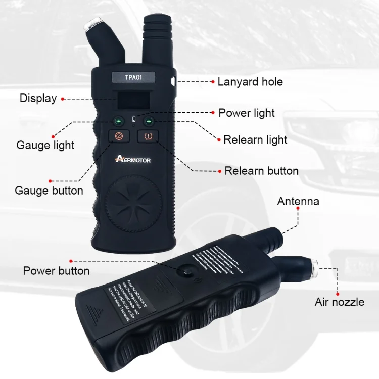 CAR9853_3.webp TPA01 150 PSI 2 in 1 Digital Tire Pressure Gauge TPMS Tire Pressure Monitoring System - Image 4