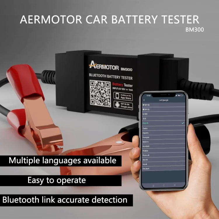 CAR9857_3.webp AERMOTOR BM300 Bluetooth 12V Car Battery Tester Battery Analyzer - Image 4