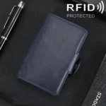 X-7 Antimagnetic RFID  Multi-functional Aluminum Crazy Horse Texture Leather Card Bag Wallet