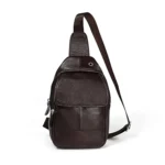 6023 Casual Litchi Texture Soft Face Full-grain Cowhide One Shoulder Crossbody Bag for Men