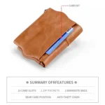LT3539 Cowhide Leather Zipper Buckle Anti-magnetic RFID Wallet Clutch Bag for Men, with Card Slots & Shoulder Strap - Image 6