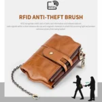 LT3539 Cowhide Leather Zipper Buckle Anti-magnetic RFID Wallet Clutch Bag for Men, with Card Slots & Shoulder Strap - Image 8
