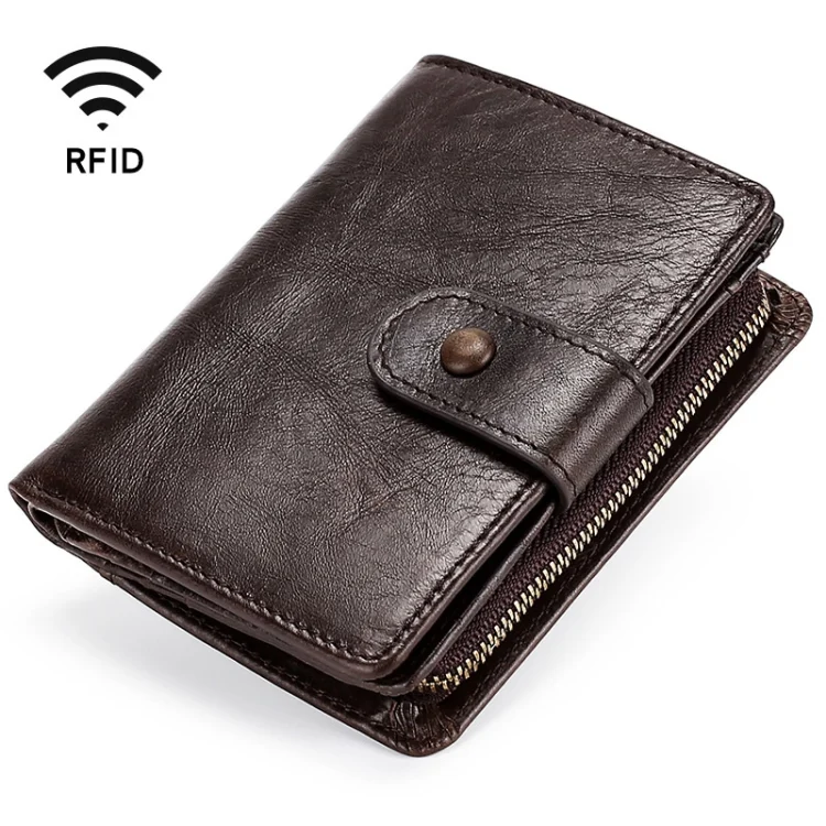 CCB0179.webp TP-201 Crazy Horse Leather Multi-functional Lather RFID Clasp Retro Wallet - Image 1