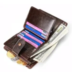 TP-201 Crazy Horse Leather Multi-functional Lather RFID Clasp Retro Wallet - Image 5