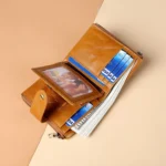 TP-185 Oil Wax Leather Multi-functional RFID Dual Zippers Wallet - Image 5