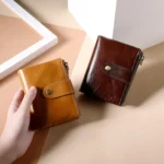 TP-185 Oil Wax Leather Multi-functional RFID Dual Zippers Wallet - Image 7