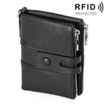 3529 Retro Crazy Horse Texture Double Zipper Anti-magnetic RFID Wallet for Man with Card Slots
