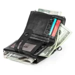 3529 Retro Crazy Horse Texture Double Zipper Anti-magnetic RFID Wallet for Man with Card Slots - Image 5