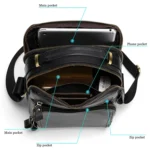 6028 Multifunctional Fashion Top-grain Leather Messenger Bag Casual Men Shoulder Bag - Image 6