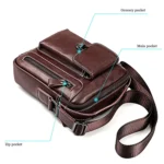 6029 Multifunctional Fashion Top-grain Leather Messenger Bag Casual Men Shoulder Bag - Image 8