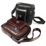 6029 Multifunctional Fashion Top-grain Leather Messenger Bag Casual Men Shoulder Bag - Image 2