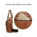 WEIXIER 8619 Retro Style PU Leather Handbag Shoulder Bag Crossbody Bag for Men, Size: 38 x 30 x 11cm - Image 4
