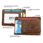 KB80 Antimagnetic RFID Crazy Horse Texture Oil Wax Leather Card Holder Wallet Billfold for Men and Women - Image 7