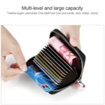 KB155 Antimagnetic RFID Zipper Leather Large-capacity Cards Holder Wallet - Image 5
