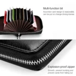 KB155 Antimagnetic RFID Zipper Leather Large-capacity Cards Holder Wallet - Image 8