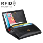 KB171 Antimagnetic RFID Crazy Horse Texture Leather Card Holder Wallet for Men and Women