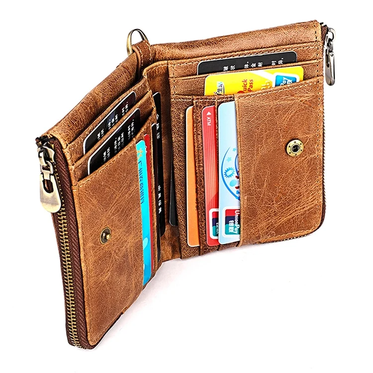 CCB6673B_4.webp 3533 Antimagnetic RFID Top-grain Leather Crazy Horse Texture Men Business Leisure Wallet - Image 5