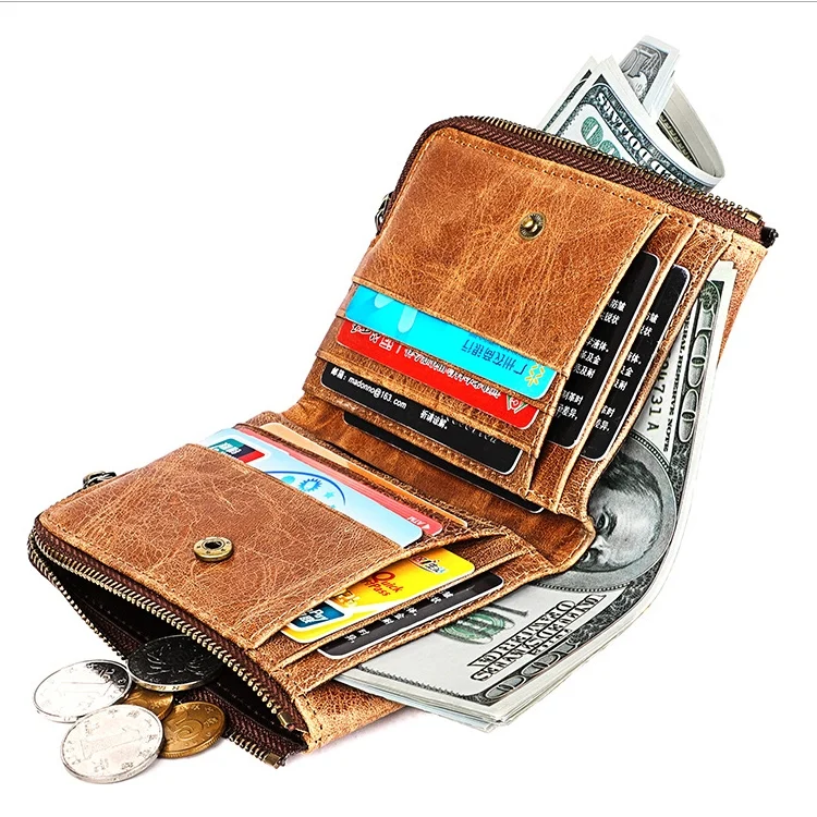 CCB6673B_5.webp 3533 Antimagnetic RFID Top-grain Leather Crazy Horse Texture Men Business Leisure Wallet - Image 6