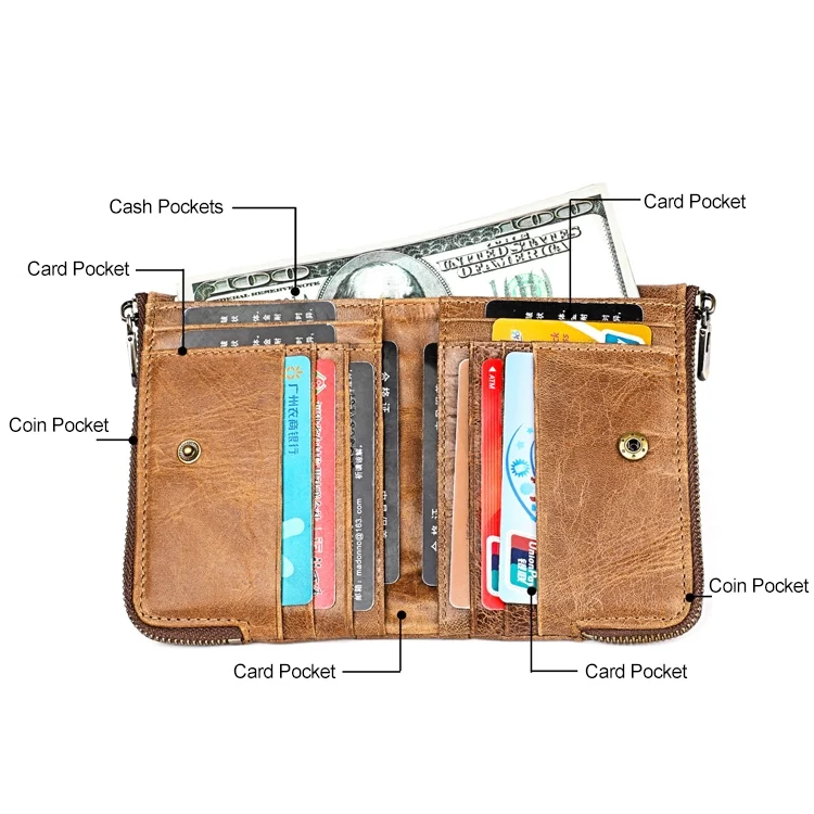 CCB6673B_6.webp 3533 Antimagnetic RFID Top-grain Leather Crazy Horse Texture Men Business Leisure Wallet - Image 7