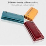 3559 Antimagnetic RFID Multi-function Zipper Retro Top-grain Leather Lady Purse Wallet - Image 11