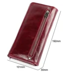 3559 Antimagnetic RFID Multi-function Zipper Retro Top-grain Leather Lady Purse Wallet - Image 6